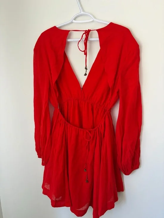 Free People Vibrant Red Backless Dress - Picture 4 of 7